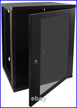 15u 550mm 19 Black Wall Mounted Data Cabinet, 6 way Power Distribution Unit