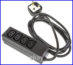 1 pcs IEC C13 4 Gang Power Distribution Unit, 2m Cable, 10A, 250 V ac