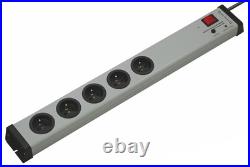 1 pcs Type E French 5 Gang Power Distribution Unit, 1.5m Cable, 16A, 250 V