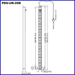 20 Way Vertical Rack Power Distribution Unit PDU UK