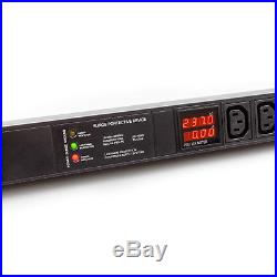250V 30A PDU with 6 Pack C13/C14 Cables Meter Surge Protector Bitcoin Antminer