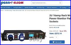 2U 16amp Rack Mount PDU with Power Monitor Pair of C-FORM Sockets
