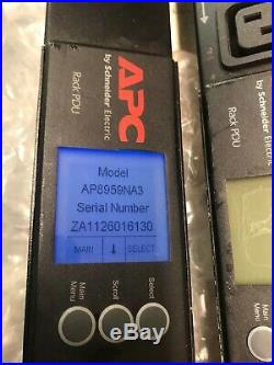 (2) APC AP8959NA3 Switched Rack C13 C19 24 Outlet PDU ZERO U 20A/208-16A/230v