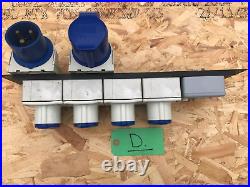 2u rack power mains distro single phase 1ph 32A in out thru 4 x 16A 1 x 13A #D