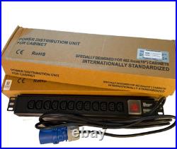 2x 19 1U Rack PDU 16A IEC309 Commando 12x C13 230V 3m Lead