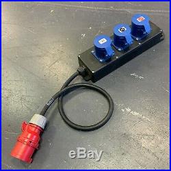 32A 3Phase Mains Power Event/PA Rubber Box Distribution 3x 32 Amp Single Distro