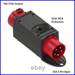 32Amp 5Pin Plug to 16Amp 5 Pin 415V Socket With MCB Protection 32A to 16A 415v 32Amp 5Pin Plug to 16Amp 5 Pin 415V Socket With MCB Protection 32A to 16A 415v