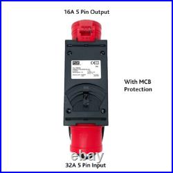 32Amp 5Pin Plug to 16Amp 5 Pin 415V Socket With MCB Protection 32A to 16A 415v 32Amp 5Pin Plug to 16Amp 5 Pin 415V Socket With MCB Protection 32A to 16A 415v
