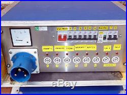 63A Distro unit 8 x Powercon out, RCD & MCCB power distribution Ideal for band