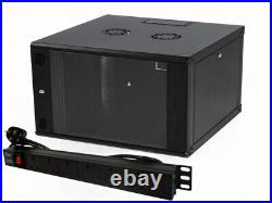 6u 600mm 19 Black Wall Mounted Data Cabinet + 6 way Power Distribution Unit