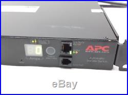 APC AP7750A Rack ATS Automatic Transfer Switch 120V 15A 10-Outlet Mount PDU