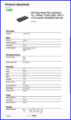 APC Easy Switched PDU EPDU1016S power distribution unit 3680 VA 8 x C13 out