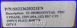 Chatsworth 2U-HORIZONTAL PDU 3 PHASE 220V, 60A (12) IEC C19- BRAND NEW