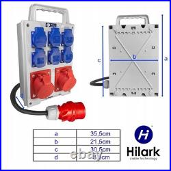 Construction site power distribution box, high-voltage, 2x16A, 6x16A, 230V
