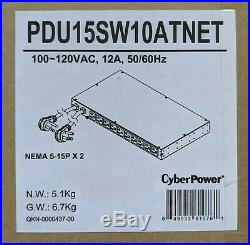 CyberPower 10-Outlet 15A Switched ATS PDU (PDU15SW10ATNET) with Network Interface