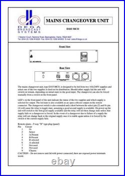 Dega Backup Power Changeover Switch Automatic Transfer Switch 16a Rackmount PDU