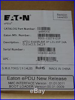 Eaton ePDU eAM004 3-Ph 208V 24A L21-30P In / (21) C13 (3) C19 Monitored PDU