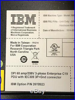 IBM 3 Phase DPI 60A 208V 6x C19 PDU IEC 309 3P+Gnd 9306-RTP 39Y8926 Kit 90P4888