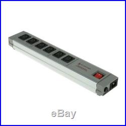 IEC C13 6 Gang Power Distribution Unit, 2m Cable Filtered, 10A, 250 V ac, Fused