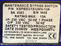 Keysource Maintainance bypass switch panel rackmount KSPB3/19 10A