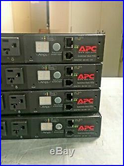 Lot of 4 APC AP7901 Switched Rack PDU 1U 20A 120V (8)5-20 withEars Tested Warranty