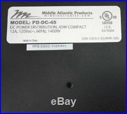 Middle Atlantic PD-DC-45 DC Compact Power Distribution Hub USB 12V 2A 5V 3A