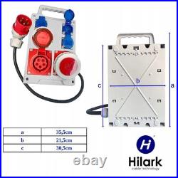 Power distribution box connected with 2x32A angled plugs, approx. 1-50m