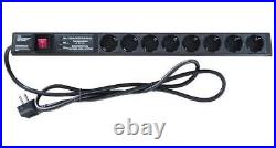 Rack Mount Schuko Plug Pdu 8-Gang Vertically Mounted Surge Protected 16A