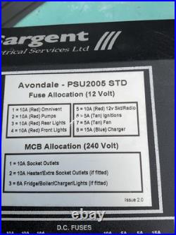 Sargent PSU2005, 240v, 12v Distribution Box Charging & Power Supply Caravan Sargent PSU2005, 240v, 12v Distribution Box Charging & Power Supply Caravan