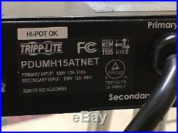 Tripp Lite PDUMH15ATNET Auto Transfer Switch 1U 120V 15A PDU with ACC Slot SNMP