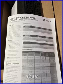 Vertiv Geist U1026 HV04002-17011C Power Distribution Unit T179105 inc Rack ears